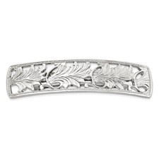 Image of 1928 Jewelry Silver-tone Ornate Leaf Motif Hair Barrette