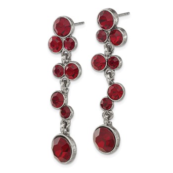 1928 Jewelry Silver-tone Red Epoxy Faceted Stone Dangle Post Earrings — alternate view