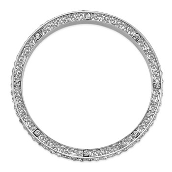 1928 Jewelry Silver-tone Clear Epoxy Stones Slip-on Bangle Bracelet — alternate view