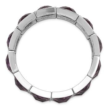 1928 Jewelry Silver-tone Frame Purple Faceted Epoxy Stones Stretch Bracelet — alternate view