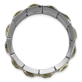 1928 Jewelry Black-plated Frame Grey Epoxy Faceted Stones Stretch Bracelet — alternate view