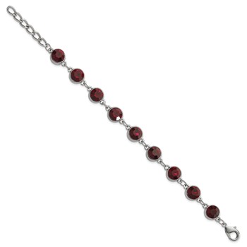1928 Jewelry Silver-tone Red Epoxy Faceted Stone Adjustable 7.25 inch Bracelet with 1.25 inch extension — alternate view