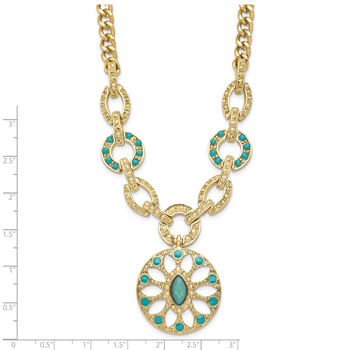 Laundry Gold-tone Resin & Simulated Composite Stone w/ 3in ext Necklace — alternate view