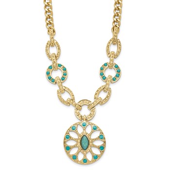 Laundry Gold-tone Resin & Simulated Composite Stone w/ 3in ext Necklace