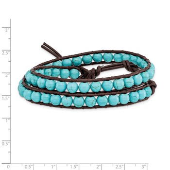 4mm Dyed Turquoise Leather Cord Multi Wrap Bracelet — alternate view