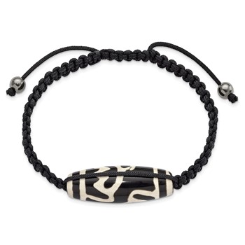 11x38mm Tibet Eye Agate w/Hematite Beads Black Cord Bracelet — alternate view