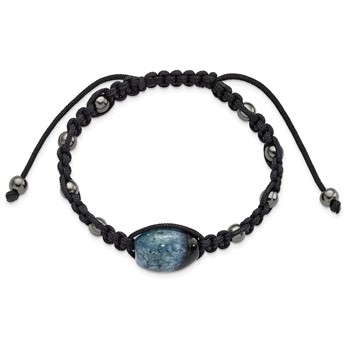 12x18mm Amethyst Crystal Agate w/5mm Hematite Cord Adjustable Bracelet — alternate view