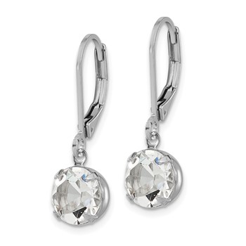 1928 Jewelry Silver-tone Clear Round Cut Crystals from Swarovski Dangle Leverback Earrings — alternate view