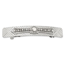 Image of 1928 Jewelry Silver-tone Ornate Clear Crystal Hair Barrette