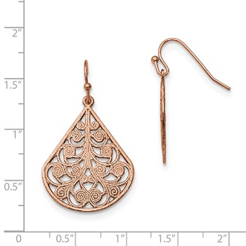 1928 Jewelry Copper-tone Filigree Pear Shaped Dangle Earrings — alternate view