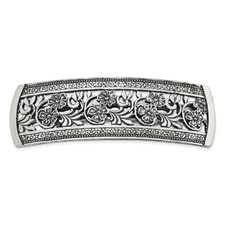 Image of 1928 Jewelry Silver-tone Ornate Floral Motif Hair Barrette