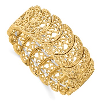 1928 Jewelry Gold-tone Filigree Half Circles Stretch Bracelet