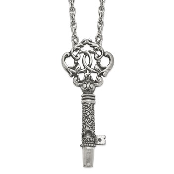 1928 Jewelry Pewter-tone 30 inch Key Functional Whistle Necklace — alternate view