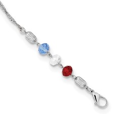 Image of 1928 Silver-tone 22in Red, White, Blue Glass Beaded Face Mask Holder