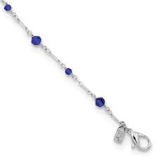 Image of 1928 Silver-tone 22in Blue Glass Beaded Face Mask Holder