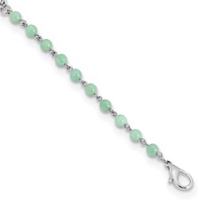 Image of 1928 Silver-tone 22in Green Acrylic Beaded Face Mask Holder