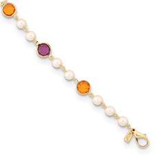 Image of 1928 Gold-tone Imit Pear & Yellow & Purple Crystals Face Mask Holder