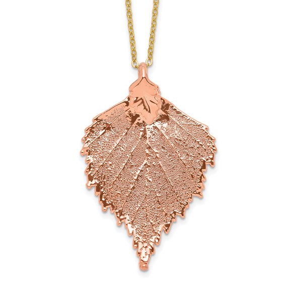 24k Gold Dipped Birch Leaf W/ Gold-Plating Necklace 24k Gold Dipped Birch Leaf W/ Gold-Plating Necklace
