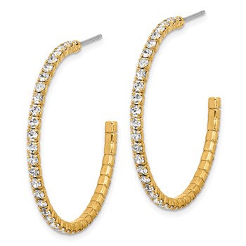 Flash Gold-tone 35mm Crystal J-Hoop Post Earrings — alternate view