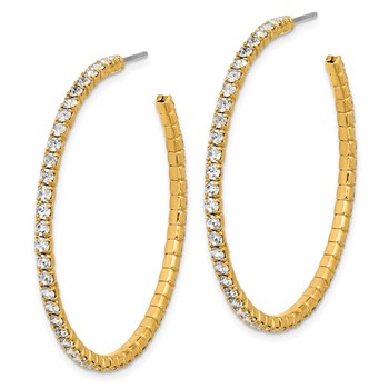 Flash Gold-tone 45mm Crystal J-Hoop Post Earrings — alternate view