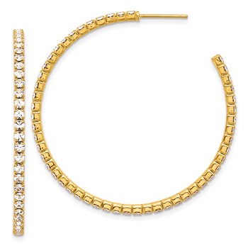 Flash Gold-tone 45mm Crystal J-Hoop Post Earrings