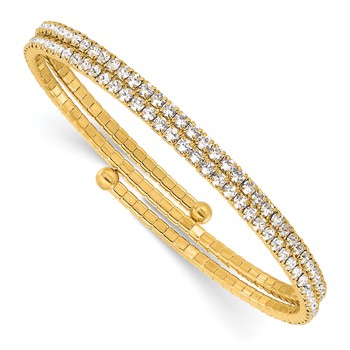Flash Gold-tone Crystal 2 Row Wrap Bracelet