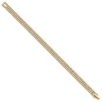 Flash Gold-tone Polished 3-strand Crystal 7in Bracelet — alternate view