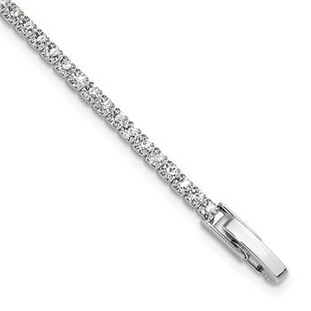 Silver-tone Polished Crystal 6.5in Bracelet