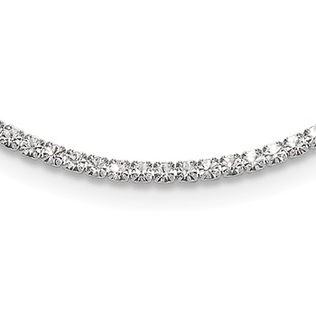 Silver-tone Polished Crystal 17.5in Necklace