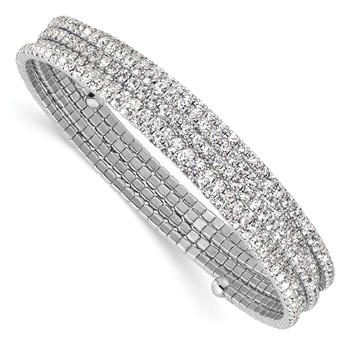 Silver-tone Crystal 5 Row Wrap Bracelet