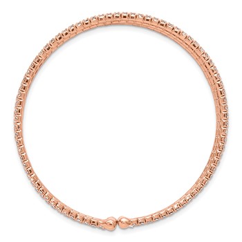 Flash Rose-Tone Crystal 3 Row Flexible Cuff Bangle — alternate view