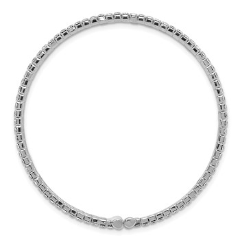 Silver-tone Crystal 3 Row Flexible Cuff Bangle — alternate view