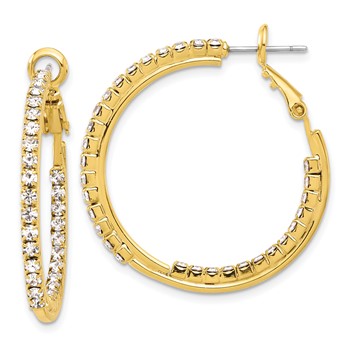 Flash Gold-tone Crystal In & Out Hoop Earrings