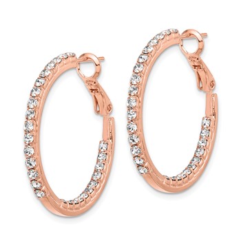 Flash Rose-Tone Crystal In & Out Hoop Earrings — alternate view
