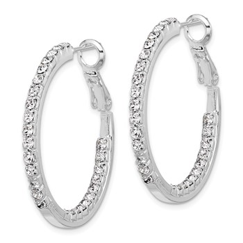 Silver-tone Polished Crystal In & Out Hoop Earrings — alternate view