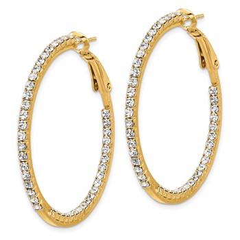 Flash Gold-tone Crystal In & Out Hoop Earrings — alternate view