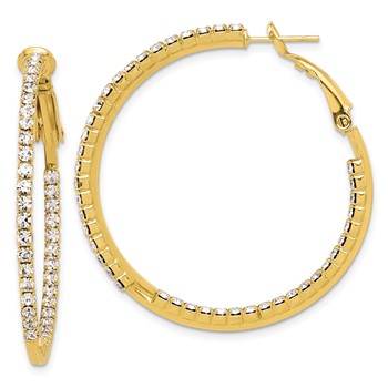 Flash Gold-tone Crystal In & Out Hoop Earrings