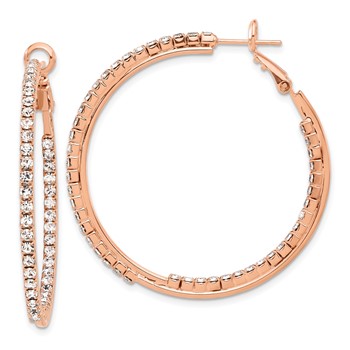 Flash Rose-Tone Crystal In & Out Hoop Earrings