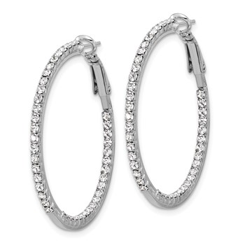 Silver-tone Polished Crystal In & Out Hoop Earrings — alternate view