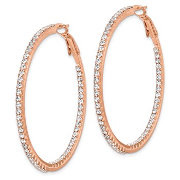 Flash Rose-Tone Crystal In & Out Hoop Earrings — alternate view