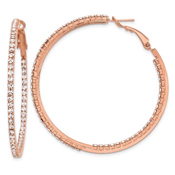 Flash Rose-Tone Crystal In & Out Hoop Earrings