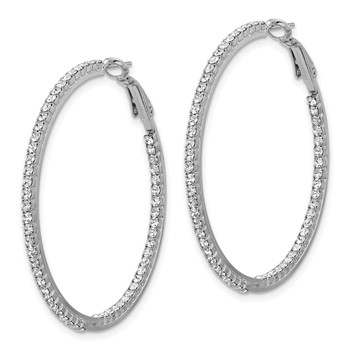 Silver-tone Polished Crystal In & Out Hoop Earrings — alternate view