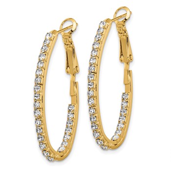 Flash Gold-tone Crystal In & Out Hoop Earrings — alternate view