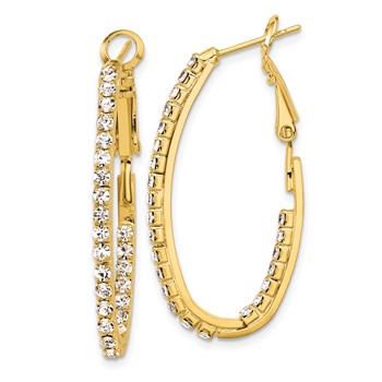 Flash Gold-tone Crystal In & Out Hoop Earrings