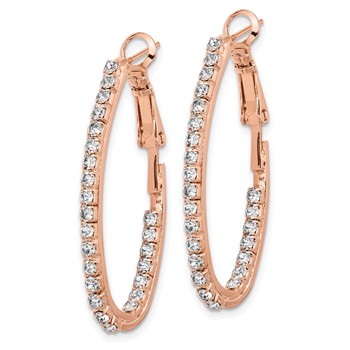 Flash Rose-Tone Crystal In & Out Hoop Earrings — alternate view