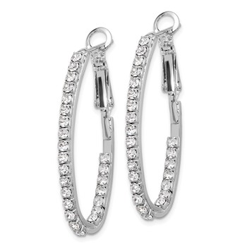 Silver-tone Polished Crystal In & Out Hoop Earrings — alternate view