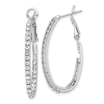 Silver-tone Polished Crystal In & Out Hoop Earrings