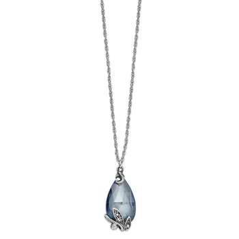 1928 Silver-tone Blue Crystal 15 inch with a 3 inch Extender Teardrop Necklace — alternate view