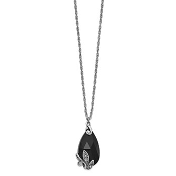 1928 Silver-tone Black Crystal 15 inch with a 3 inch Extender Teardrop Necklace — alternate view