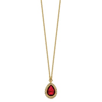 1928 Gold-tone White and Red Crystal Teardrop 16 inch with a 3 inch Extender Necklace — alternate view